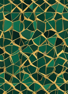Abstract green and gold geometric pattern with texture