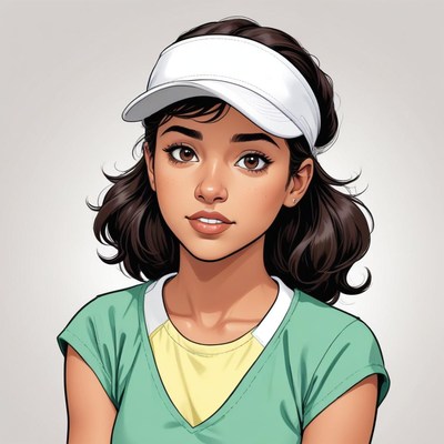 Confident girl in visor and sports wear poses