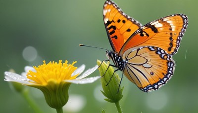 Beautiful butterfly resting on a bright flower