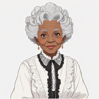 Portrait of an elderly woman with gray hair and charm