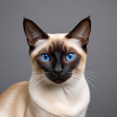 Stunning close-up of a siamese cat with bright blue eyes