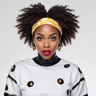 Stylish portrait of a woman with bold accessories