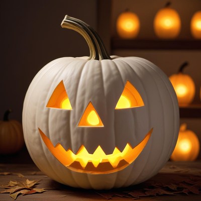 Bright jack-o-lantern on display during autumn festivities