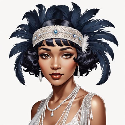 Elegant woman with feather headband and jewelry