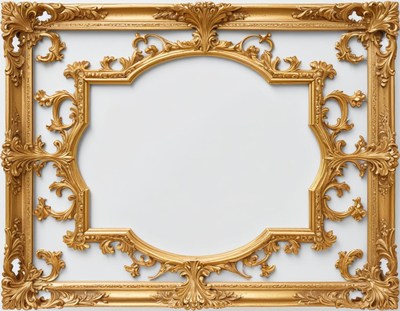 Ornate golden picture frame on a plain background