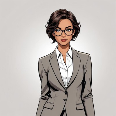 Professional woman in business attire with glasses