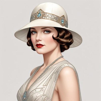 Vintage elegance of a woman in a chic hat