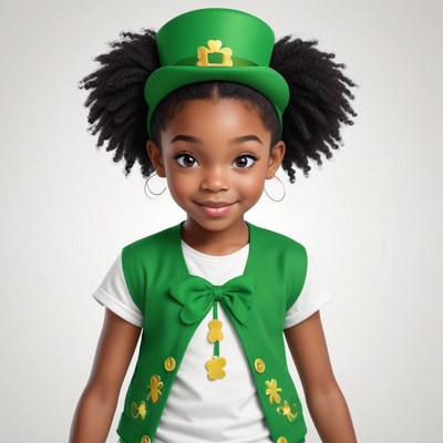 Cheerful child celebrating st. patrick's day in green outfit