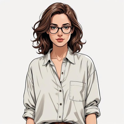 Confident woman in glasses with stylish hairstyle poses