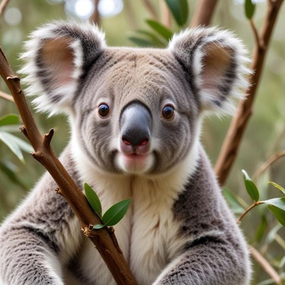 Koala resting on a branch in the australian bush