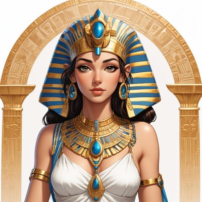 Egyptian woman wearing headdress and jewelry