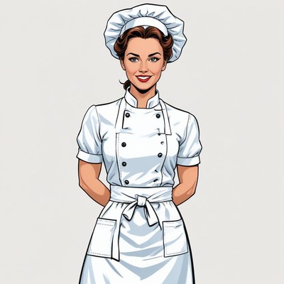Chef in a white uniform preparing to cook in kitchen