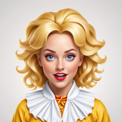 Cheerful young woman with blond curls in yellow attire