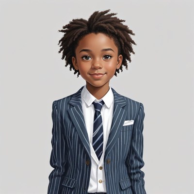 Young boy in stylish suit poses confidently for portrait