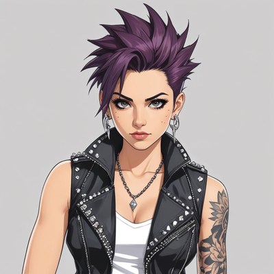 Anime girl with purple spiked hair