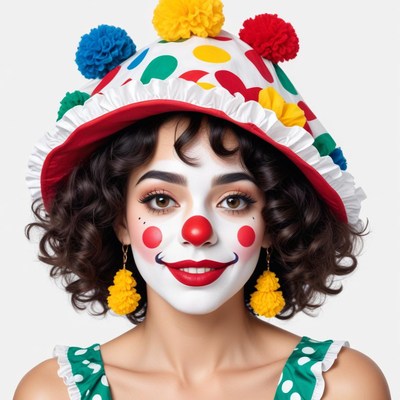 Colorful clown portrait with cheerful expression