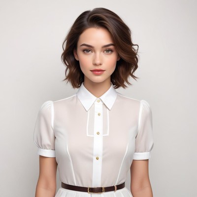 Portrait of a woman in a stylish white blouse