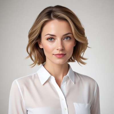Young woman with stylish hair wearing a white shirt