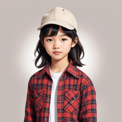 Young child in casual outfit poses with confidence indoors