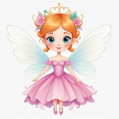 Magical fairy with pink dress and sparkling wings