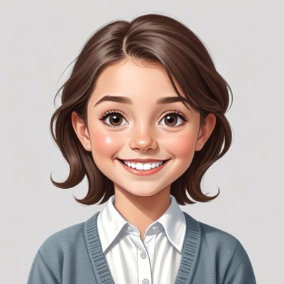 Young girl smiling with brown hair and a sweater