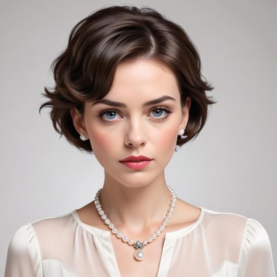 Elegant woman with pearl jewelry in soft lighting