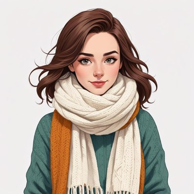 Young woman with a warm scarf in cozy sweater