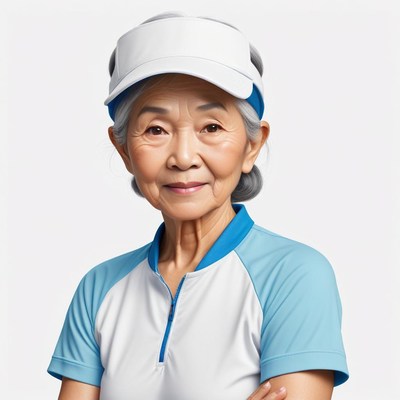 Senior woman wearing sporty outfit and visor outdoors