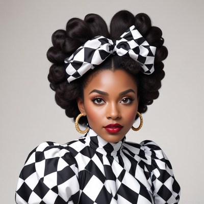 Unique black and white fashion style with bold accessories