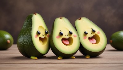 Happy avocados enjoying a fun moment together