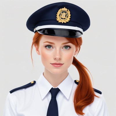 Young woman in police uniform with a confident look