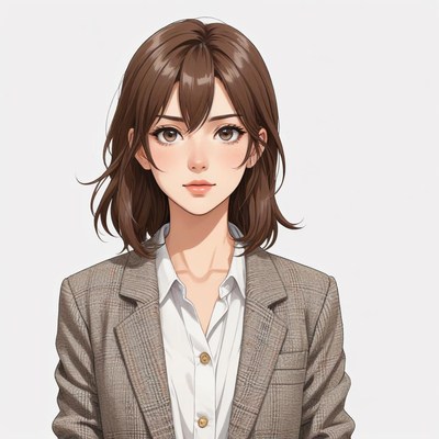 Young woman in a business suit with a confident expression