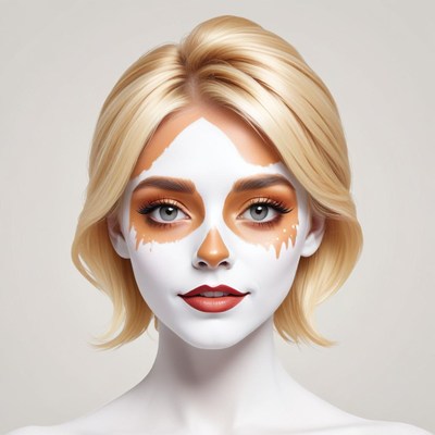 Woman with artistic face paint in a studio setting