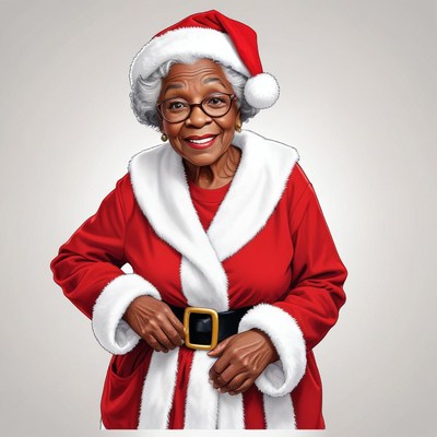 Elderly woman dressed as santa enjoying the holiday spirit