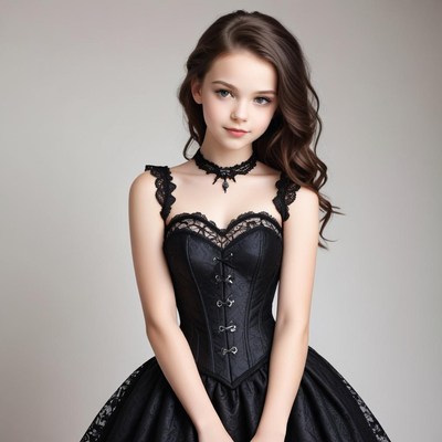 Elegant portrait of a girl in a black dress