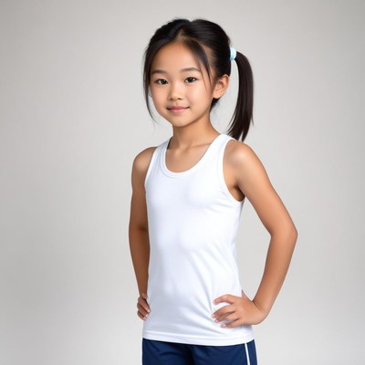 Young girl poses confidently in sportswear