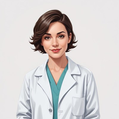 Young female doctor wearing a lab coat and smiling warmly