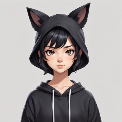 Young person in a black hoodie with cat ears