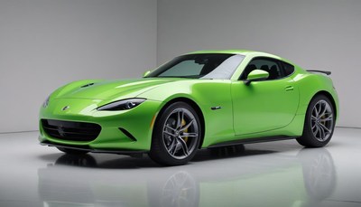 Vibrant green sports car showcases sleek design in studio