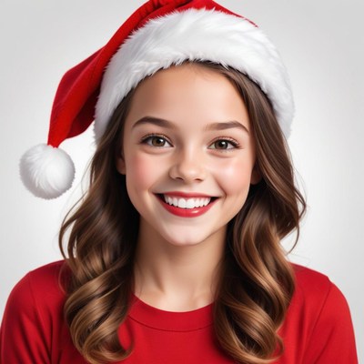 Smiling girl in a santa hat during holiday season