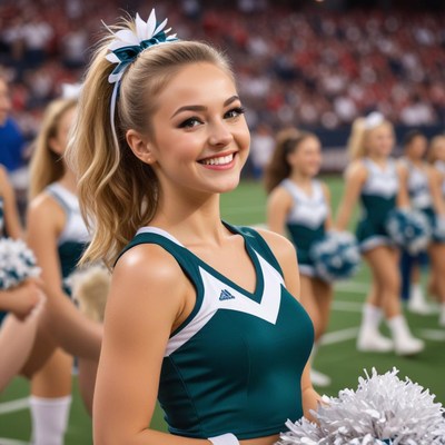 Cheerleader performing on the field during a football game