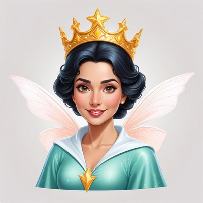 Fairy tale princess with golden crown and wings