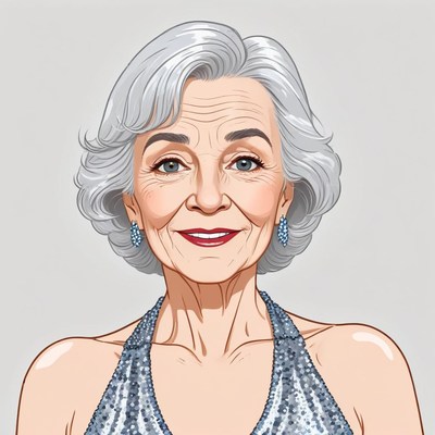 Classic elegance shown by a senior woman in glamorous attire