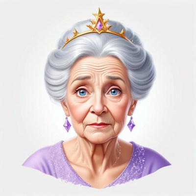 Elderly queen with silver hair and regal expression