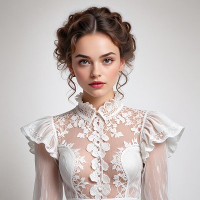 Bridal portrait in elegant white dress