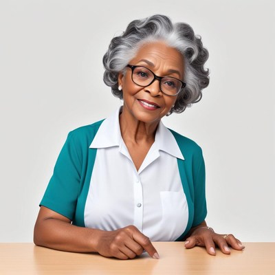 Confident older woman smiles at the camera indoors
