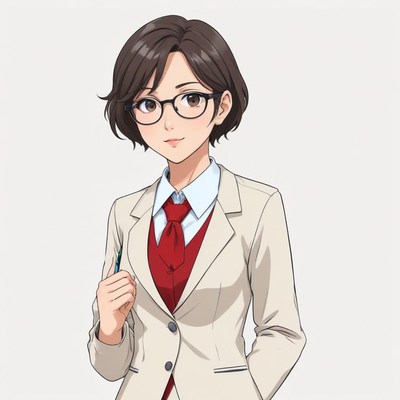 Professional woman in a suit with glasses preparing notes