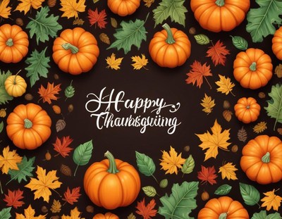 Celebrate thanksgiving with pumpkins and autumn leaves