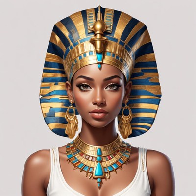 Portrait of a royal figure in egyptian style headdress