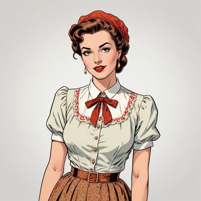Woman in vintage attire smiling with confidence